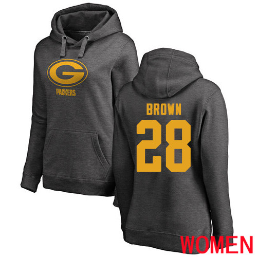 Green Bay Packers Ash Women #28 Brown Tony One Color Nike NFL Pullover Hoodie Sweatshirts